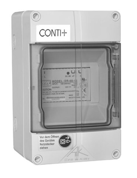 CONTI+ Netzteil 12 VDC im Einbaukasten, AP für Duschen mit Steuerung 3 Stecker + By  Art.Nr.  CONO510000