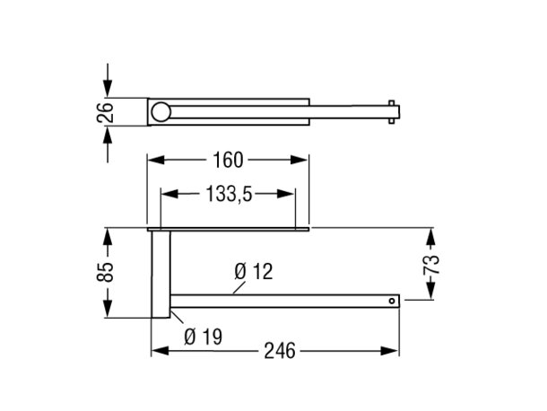 CONTI+ Hightech PapierrollenhalterHT, L 220mm,Wandbefest.,chrom HT-A003L,16  Art.Nr.  HT-A003L,16